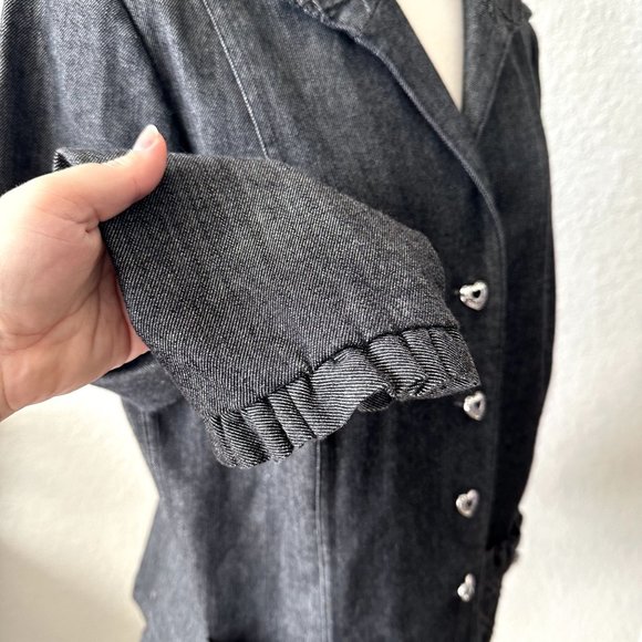 St. John Sport Dark Denim Ruffle Jacket - Picture 8 of 14